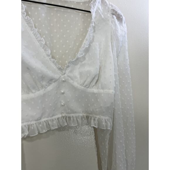 Coquette Victorian Milkmaid Y2K Romance Crop Top L Fairy Whimsical Dainty Ballet - Picture 3 of 16
